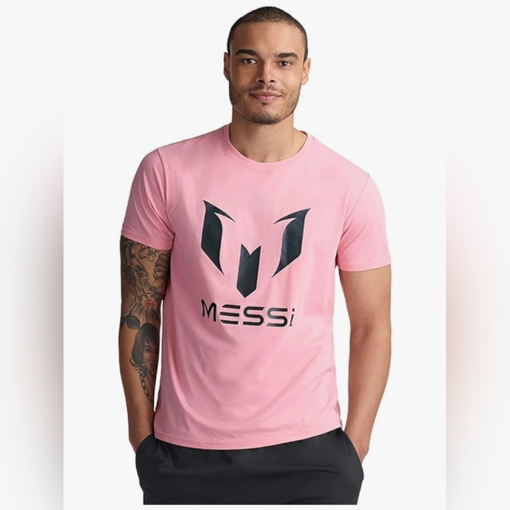 Messi Wingstar T-Shirt Tee Pink with Black Logo Men's Size 2XL NWT